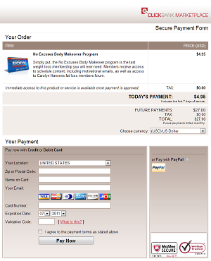 ClickBank order form